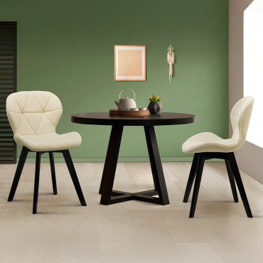 Chaises Daisy velours crème pieds noirs - lot de 2