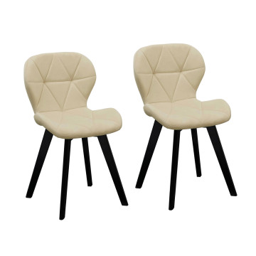 Chaises Daisy velours crème pieds noirs - lot de 2