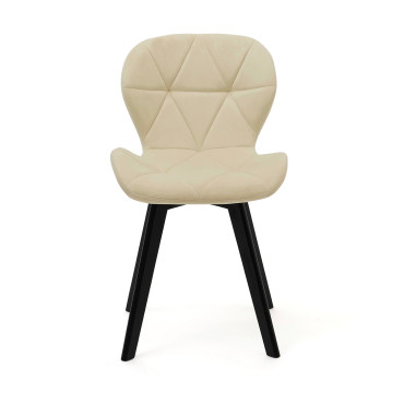 Chaises Daisy velours crème pieds noirs - lot de 2