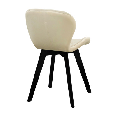 Chaises Daisy velours crème pieds noirs - lot de 2