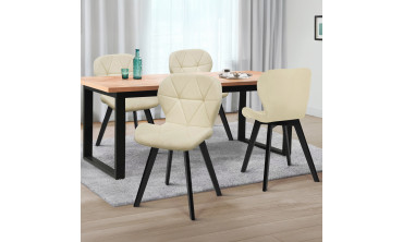 Chaises Daisy velours crème pieds noirs - lot de 4