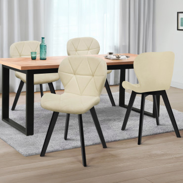 Chaises Daisy velours crème pieds noirs - lot de 4
