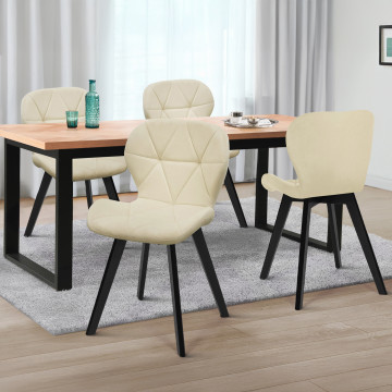 Chaises Daisy velours crème pieds noirs - lot de 4