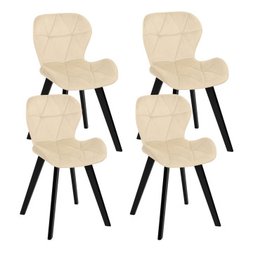 Chaises Daisy velours crème pieds noirs - lot de 4