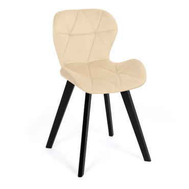 Chaises Daisy velours crème pieds noirs - lot de 4