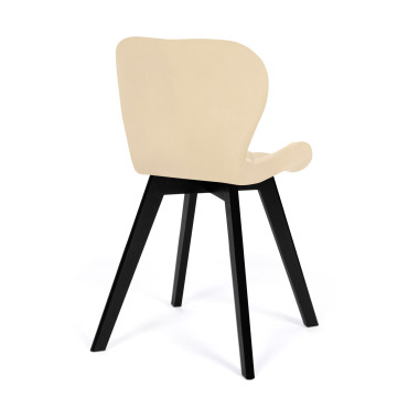 Chaises Daisy velours crème pieds noirs - lot de 4