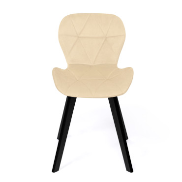 Chaises Daisy velours crème pieds noirs - lot de 4