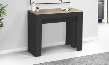 Console-table à manger extensible Nora bois et noir 300cm