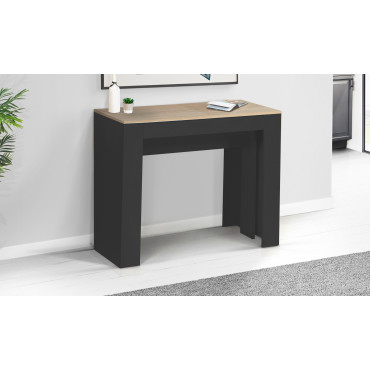 Console-table à manger extensible Nora bois et noir 300cm