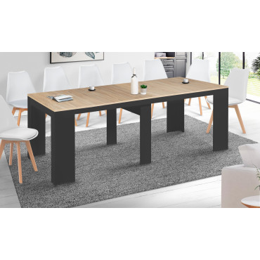 Console-table à manger extensible Nora bois et noir 300cm