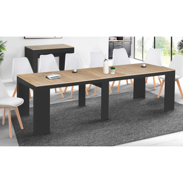 Console-table à manger extensible Nora bois et noir 300cm