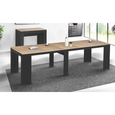 Console-table à manger extensible Nora bois et noir 300cm