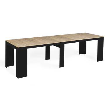 Console-table à manger extensible Nora bois et noir 300cm
