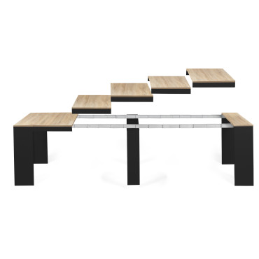 Console-table à manger extensible Nora bois et noir 300cm