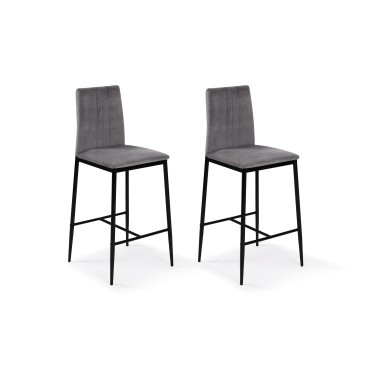 Tabourets de bar Jade velours gris foncé - lot de 2