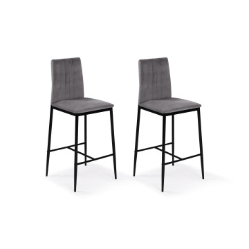 Tabourets de bar Jade velours gris foncé - lot de 2