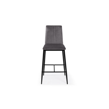 Tabourets de bar Jade velours gris foncé - lot de 2