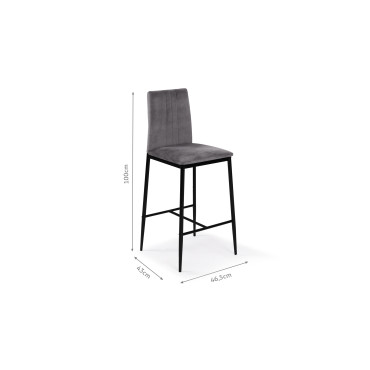 Tabourets de bar Jade velours gris foncé - lot de 2