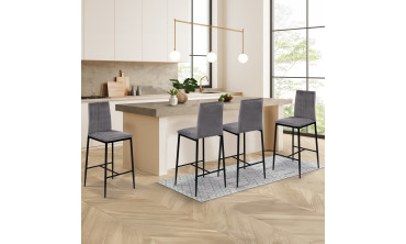 Tabourets de bar Jade velours gris foncé - lot de 4