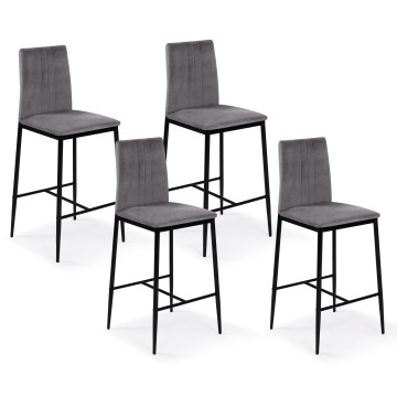 Tabourets de bar Jade velours gris foncé - lot de 4