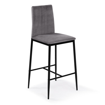 Tabourets de bar Jade velours gris foncé - lot de 4