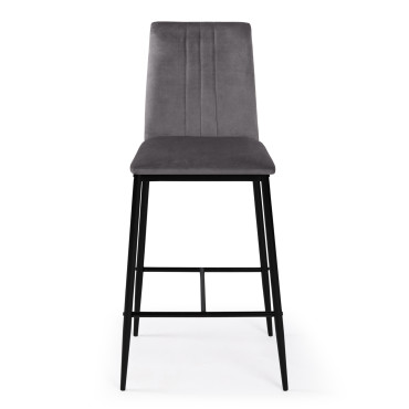 Tabourets de bar Jade velours gris foncé - lot de 4