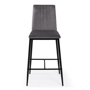 Tabourets de bar Jade velours gris foncé - lot de 4