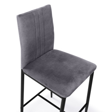 Tabourets de bar Jade velours gris foncé - lot de 4