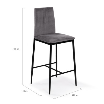 Tabourets de bar Jade velours gris foncé - lot de 4