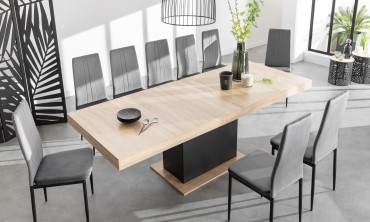 Table à manger extensible Tania bois et noir 200-250cm