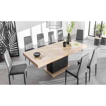 Table à manger extensible Tania bois et noir 200-250cm