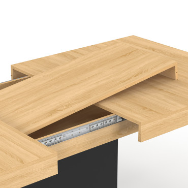 Table à manger extensible Tania bois et noir 200-250cm