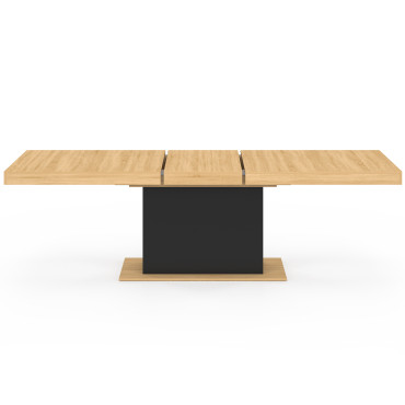 Table à manger extensible Tania bois et noir 200-250cm