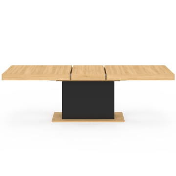 Table à manger extensible Tania bois et noir 200-250cm