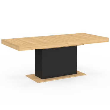 Table à manger extensible Tania bois et noir 200-250cm