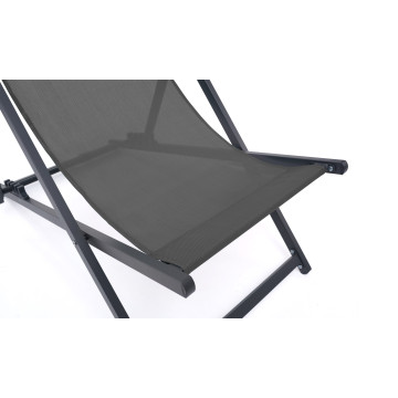 Chiliennes en métal et toile gris anthracite - lot de 2