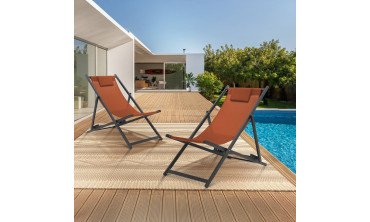Chiliennes en métal et toile terracotta - lot de 2