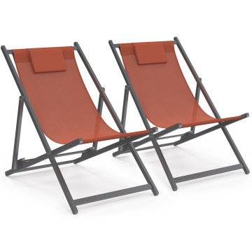 Chiliennes en métal et toile terracotta - lot de 2