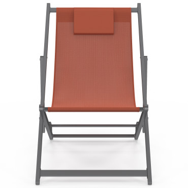 Chiliennes en métal et toile terracotta - lot de 2