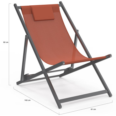 Chiliennes en métal et toile terracotta - lot de 2