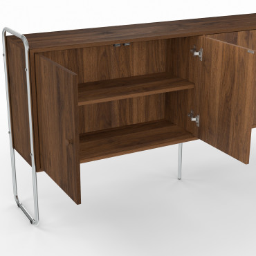 Buffet Rosalina effet noyer et chrome 160cm