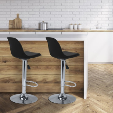 Tabourets de bar Karl noirs pied métal réglable - lot de 2