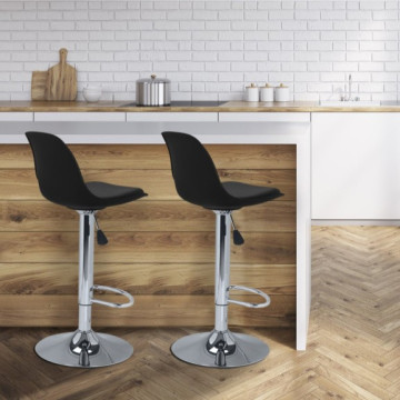 Tabourets de bar Karl noirs pied métal réglable - lot de 2
