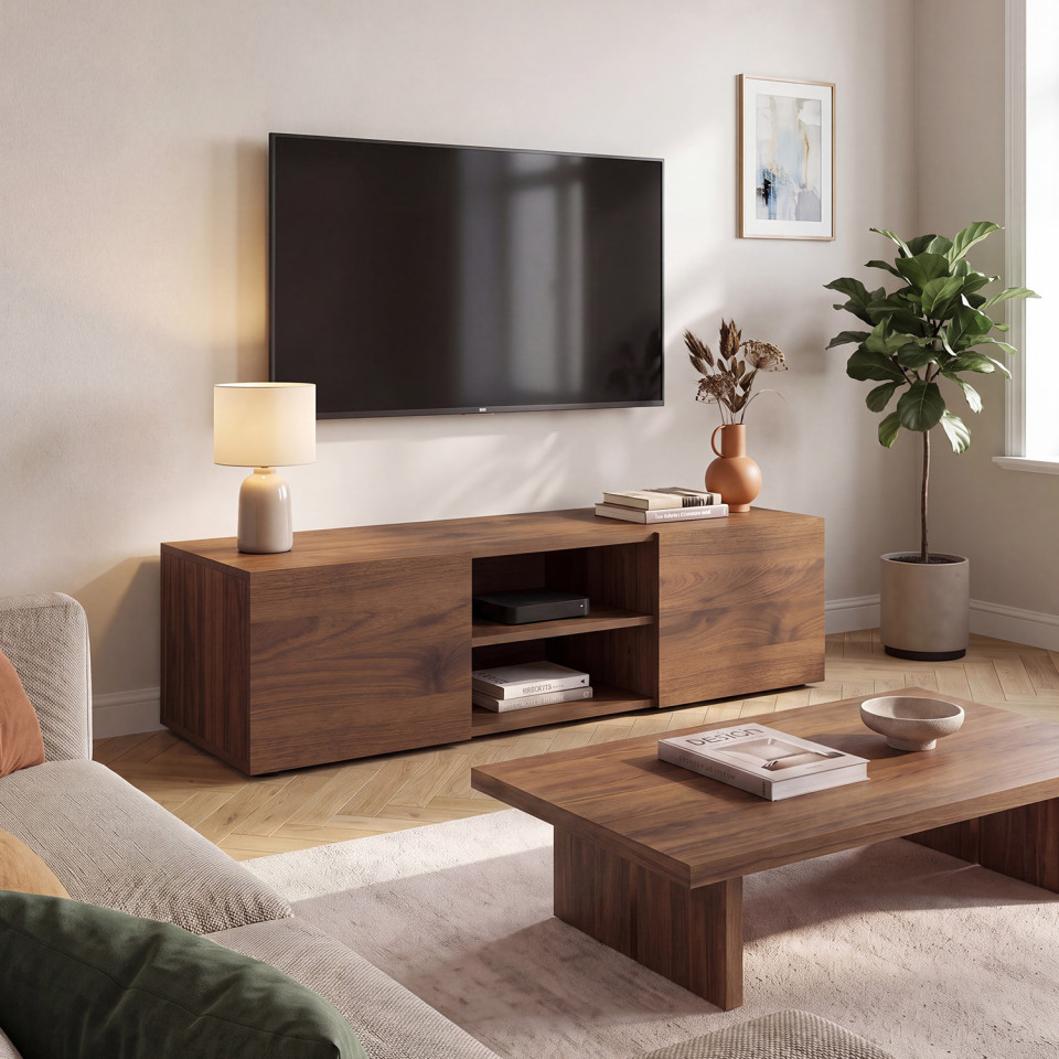 Meuble TV Kléa effet noyer 113cm