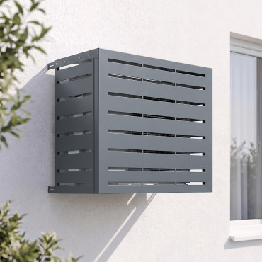 Cache clim extérieur en métal gris