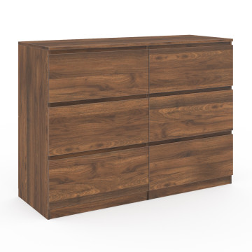 Commode Tom 6 tiroirs effet bois noyer