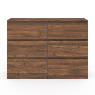 Commode Tom 6 tiroirs effet bois noyer