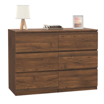 Commode Tom 6 tiroirs effet bois noyer