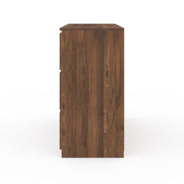 Commode Tom 6 tiroirs effet bois noyer