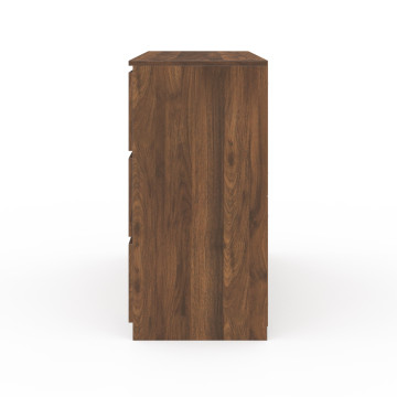 Commode Tom 6 tiroirs effet bois noyer